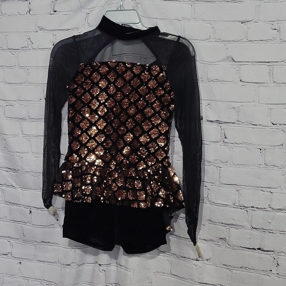 WEISSMAN kid’s  Jazz Dance Costume black and gold sequin